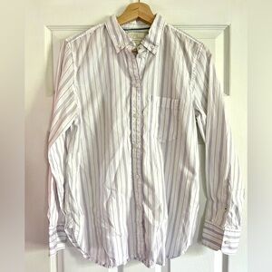 J. Crew White and Lavender Striped Button Down Shirt | Women’s 8 Classic Fit